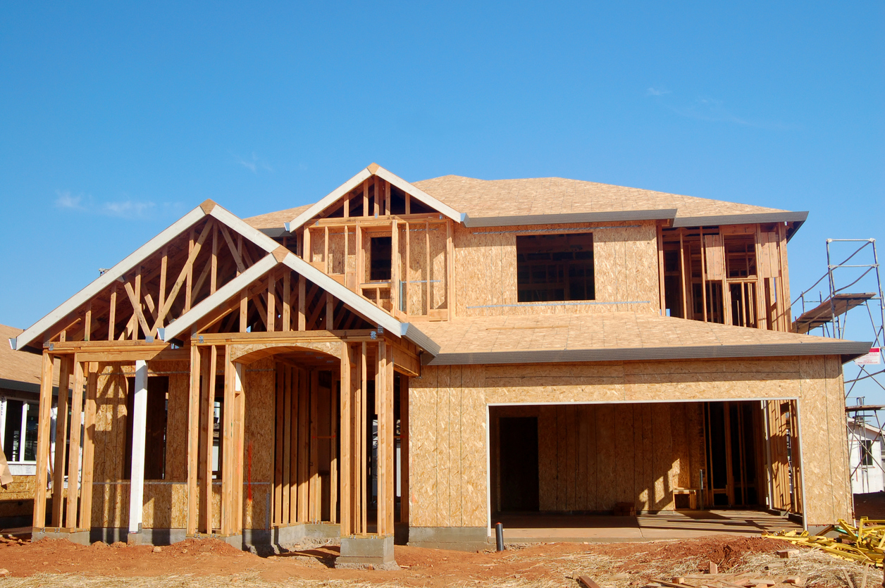 Wood frame of a new house under construction